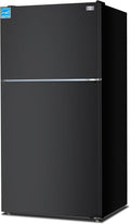 BLACK+DECKER 24 Cu. Ft. Top Mount Refrigerator with Ice Maker, 2-Door Refrigerator with Top Freezer, Freezer with Icemaker and Adjustable Temperature Control, ENERGY STAR, BR2400JIMB, Black