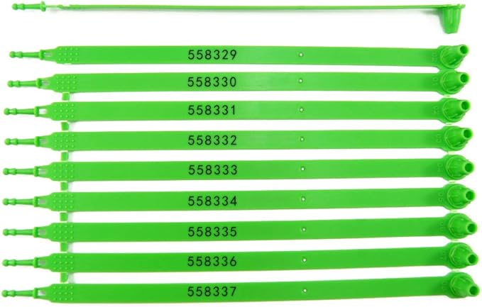 500 pcs Numbered Plastic Security Seals Tamper Proof Self-Locking Trailer Seals Tite-Lock Shipping Tags for Tractor Container Logistics(Green)