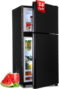 Apartment Size Fridge with Freezer 3.6 Cu. Ft. Mini Refrigerator with Freezer, Small Dorm Fridge Adjustable Thermostat & Shelves Small Refrigerator with Freezer for College, Office, Kitchen, Black