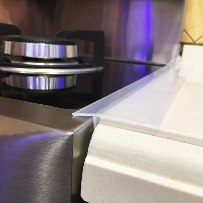 Kitchen Stove countertop Gap Covers, 25 inch Long & Extra Wide Silicone Stove Gap Covers Filler Range Strips 2pcs, Oven Counter Gap Protector Between Counter and Stove Gap Stove Crack Guards Clear