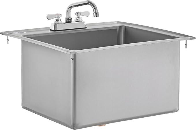 Kratos Commercial Restaurant Sink, 28"x20"x12" 16-Gauge Stainless Steel One-Compartment Drop-In Sink with 12" Swing Spout Faucet (29N-219)