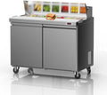 48" W Sandwich Salad Prep Table Refrigerator Commercial Refrigerator with 12 Pans Stainless Steel Fan Cooling Kitchen Equipment