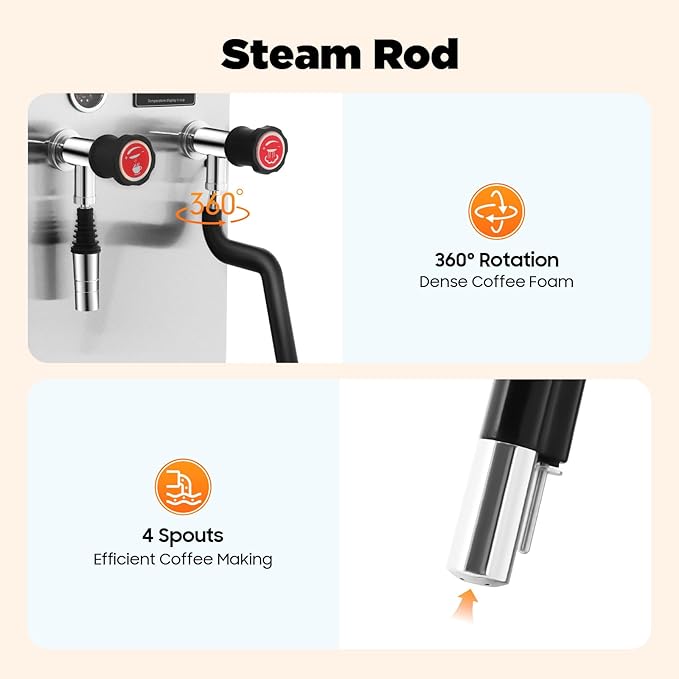 Commercial Milk Frother, 2500W Electric Hot Water Boiler and Milk Steamer Machine for Latte, Tea, and Coffee, Multi-functional Kitchen Appliance for Baristas, Home, Offices, and Family Use