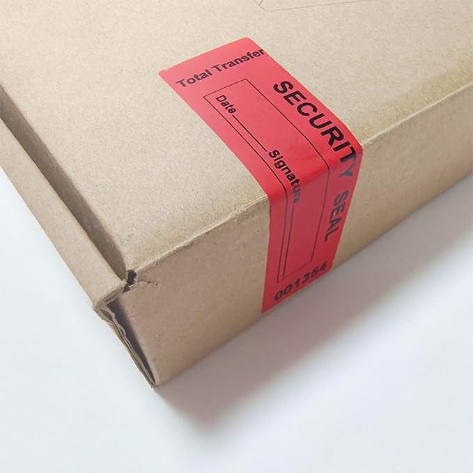 100pcs 1"x3.35" Total Transfer Tamper Evident Stickers, Writable Security Void Labels with Serial Numbers, Torn up Invalid Safety Seals， for Shipping, Privacy Protection (Red, 500pcs)