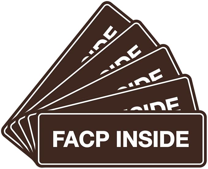 Signs ByLITA Standard FACP Inside Sign | Fire Safety Signage (Dark Brown) - Large 5 Pack