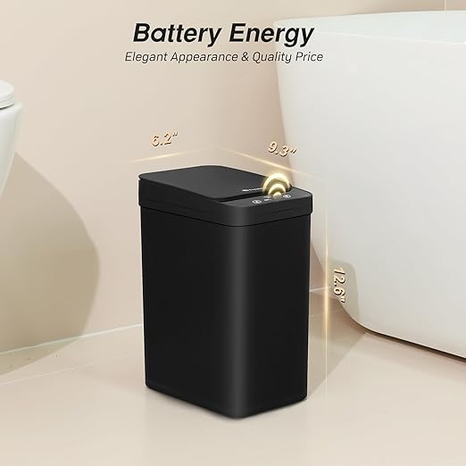 Motion Sensor Trash Can, 2 Pack 2.6 Gallon Automatic Touchless Garbage Can, Small Smart Trash Can, Slim Waterproof Trash Bin for Bedroom, Bathroom, Office, Living Room, Black