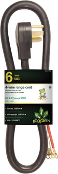 GoGreen Power (GG-27206) 6' 4-Wire Range Cord, 50 Amp, 6 Ft.