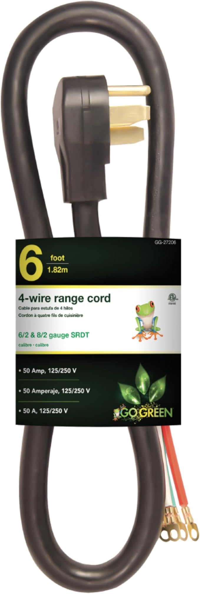 GoGreen Power (GG-27206) 6' 4-Wire Range Cord, 50 Amp, 6 Ft.