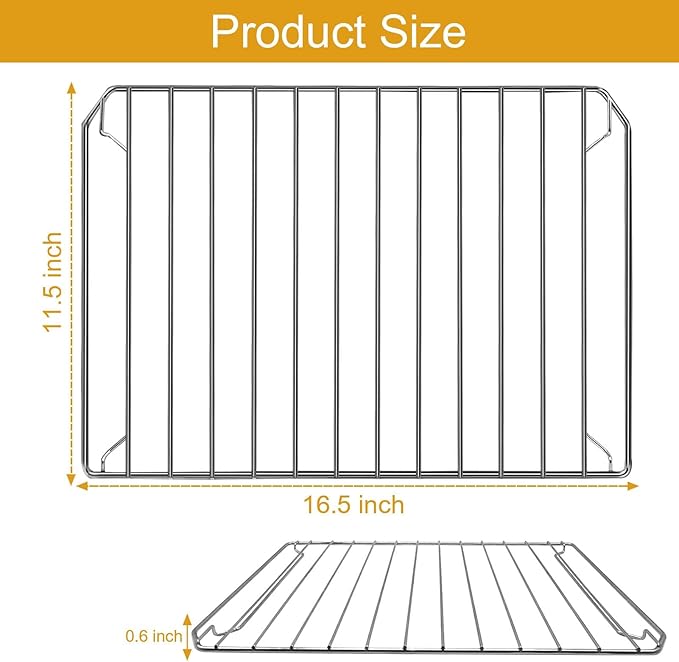 Countertop Toaster Oven Replacement Parts for BLACK DECKER 8 Slice Extra Wide Convection Toaster Oven, 16.5×11.5 IN Stainless Steel Toaster Oven Accessories Baking Rack Wire Rack for cooling