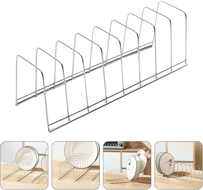 BESPORTBLE Stainless Steel Dish Drying Rack Bowl Holder Plate Draining Rack Kitchen Tableware Storage Organizer for Countertop Dishwasher Cabinet Use