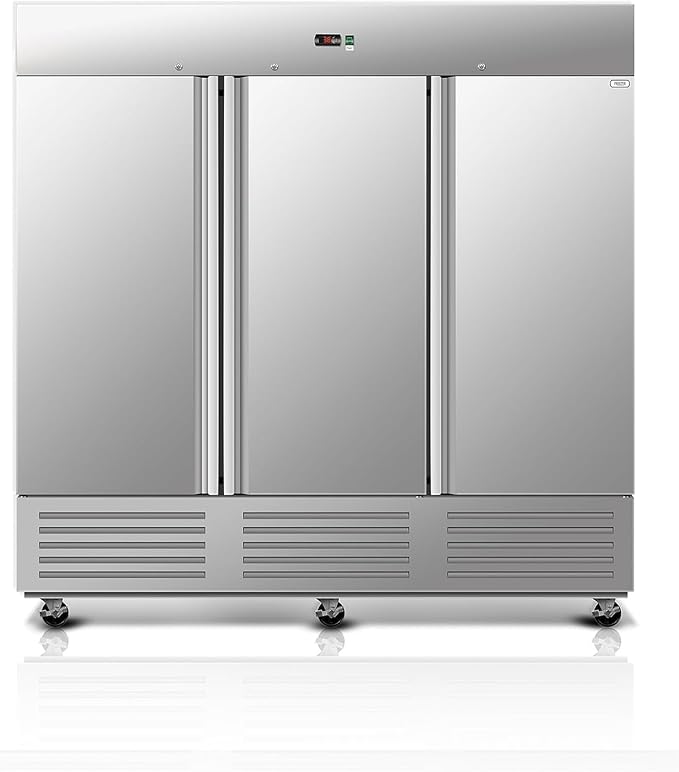 81" W Commercial Freezer, ETL Certified 72.6 Cu.ft Stainless Steel Reach-in Upright Freezer,Auto Defrost,Fan Cooling,Digital Temperature Control (-10°F - 10°F) Used to Restaurant,Bar,Shop