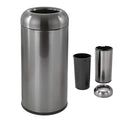 WICHEMI 16 Gallon Commercial Large Trash Can, Bullet Outdoor Trash Bin with Open Top Lid, Brushed Stainless Steel Garbage Can, Dark Silver