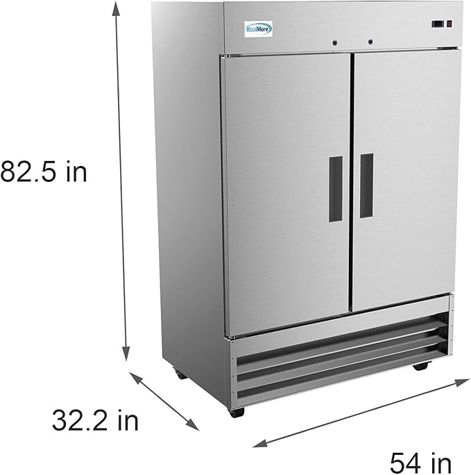 KoolMore - RIF-2D--SS 54" 2 Door Stainless Steel Upright Commercial Reach-in Freezer - 47 cu. ft (RIF-2D-SS)