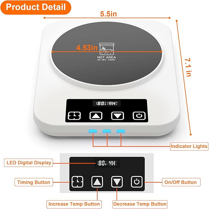 Electric Sourdough Starter Warmer, Upgrade Warming Heating Pad Mat for Sour Dough Starter, Sourdough Heater Proofing Tool for Home Baking with Thermostat Control, Timing, Memory Function (White)