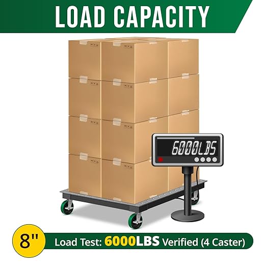 8" Heavy Duty Casters, Casters Set of 4 Total Capacity 6000 lbs- Polyurethane on Steel wheel, Industrial Casters for Carts Pallet Trucks(4 Pack Brake)