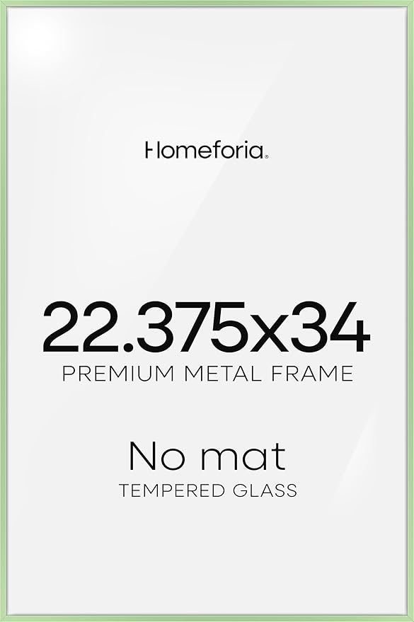 Homeforia 22.375x34 Sage Green Puzzle Frame, High End Metal 22.375 x 34 Picture Frames without Mat, 34x22.375 Poster Frame for Wall, 22.375 by 34 Puzzle Photo Frame, Tempered Glass, Wall Kit, Set of 1