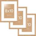 Homeforia 8 x 10 Wood Picture Frame, High End Natural Oak 8x10 Light Wooden Frames with Mat 5x7 inch Photo, 8 x 10 Frame Matted to 5 x 7 Art, Wall or Tabletop Frame, Tempered Glass, Wall Kit, Set of 3