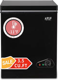 3.5 Cu.Ft Compact Chest Freezer with Removable Basket, Top Door Open Freestanding Deep Freezer with 7 Gears Temperature Adjustment, Ideal for Home, Kitchen & Office, Black