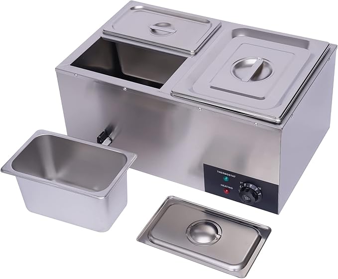 Electric Steam Table Food Warmer 3-Pan 600W Commercial Buffet Servers and Warmers, 22Qt Stainless Steel Electric Buffet Food Warmer, Restaurant Catering Buffet Warmer, 86-185℉ Temp Control