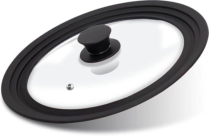 Tempered Glass Lid - Universal Lid with Heat Resistant Silicone Rim for Pots, Pans and Skillets - Pan Cover Replacement Lid Fits 6.5", 7" and 8" Diameter Cookware