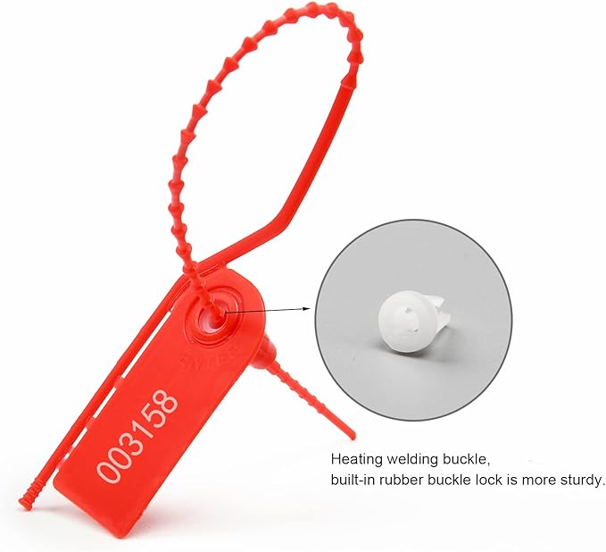 1000 PCS Plastic Tamper Seals Pull Tight Security Seals Tags Breakaway Seals Numbered Zip Ties Disposable Self-Locking Ties for Fire Extinguisher, Tear Off Type, 210mm Length