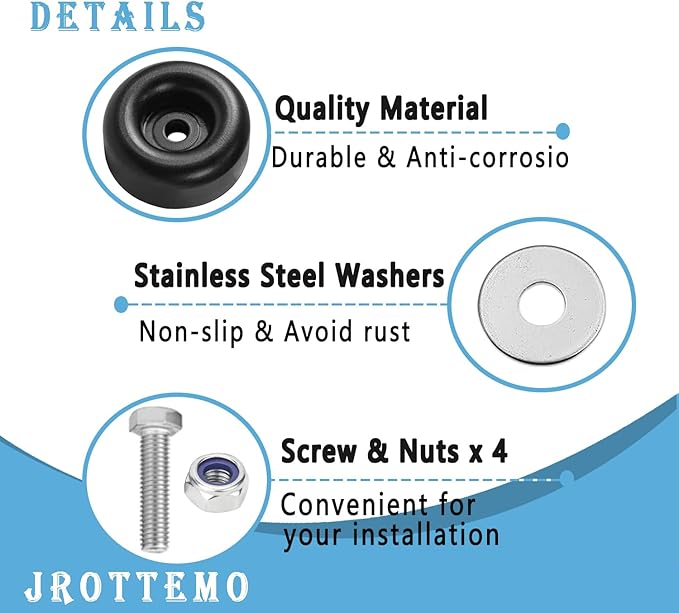 4 Pack 2.5"Round Rubber Trailer Bumpers Compatible with trailer door bumper, Air Compressors, Pumps,Generators, Pressure Washers, With Screw Kits