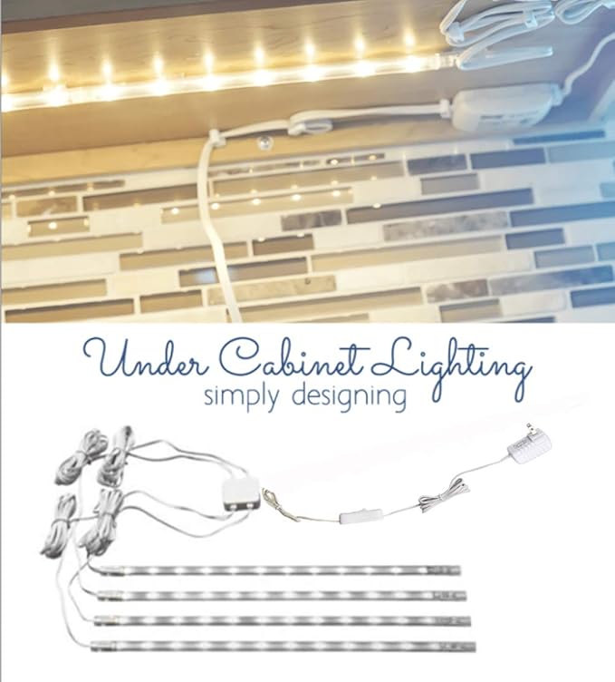 Cefrank LED Display Light Bar Kit - (4) 16" Linkable Lights - Plug in - Series + Parallel Connection - Low Profile - Soft Warm White