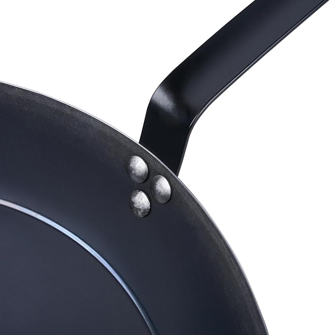 Restaurantware-Met Lux 16 Inch Fry Pans, 6 Lightweight Frying Pans - Induction-Ready, Triple-Riveted, Black Carbon Steel Cooking Skillets, Durable, For Searing, Sauteing, And Browning Food