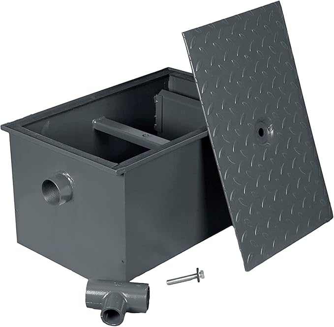 20 LB Carbon Steel Grease Trap Interceptor for Restaurant Under Sink Kitchen | PDI Certified | 10 GPM
