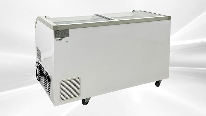Chest Freezer for Supermarket Glass sliding Door 58" White Showcase Freezer Curve Display Top w/Storage Baskets - 18 Cu.Ft SDSC500