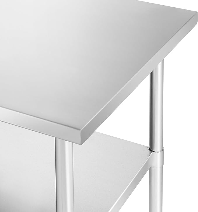 KUTLER Stainless Steel Table 30 x 48 Inches, NSF Heavy Duty Commercial Kitchen Prep and Work Table with Undershelf for Restaurant, Hotel, Home