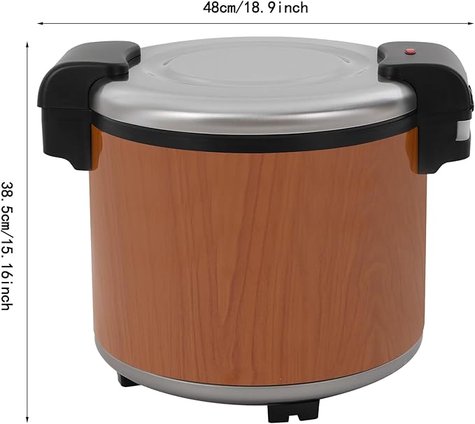 6-Gal Electric Rice Warmer | 149°F Constant-Temp Heating | for 40-50 People | 3D Even Heating | 110V 105W Commercial Food Warmer with Inner Pot & Rice Spoon (Wood Grain/US Standard)