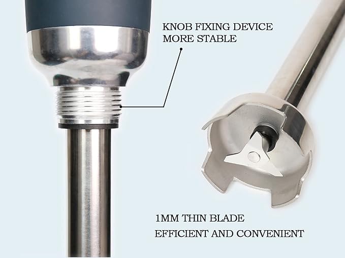 18 in Heavy Duty Immersion Blender Handheld Kitchen, Hand Blenders for Kitchen, Commercial Mixer Electric, 500W Removable Shaft 2500rpm to 15000rpm, Emulsifier Blender Handheld