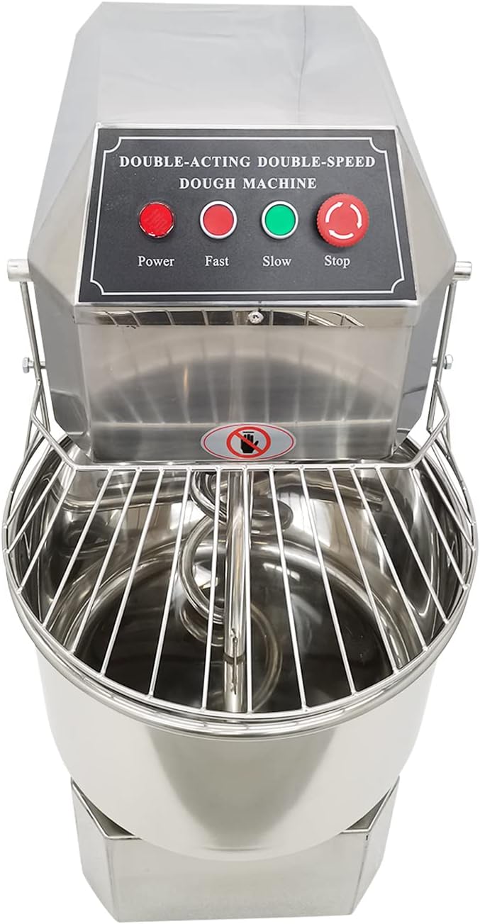Commercial Dough Mixer, 20L Stainless Steel Bowl Electric Stand Mixer, Dual Rotating Dough Kneading Machine with 2 Speeds Adjustable, Heavy Duty Dough Mixing Machine for Bakery Pizzeria