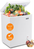 5.0 Cu.Ft Chest Freezer with a Removable Basket, Deep Freezer with 7 Gears Temperature Control (-16F to -48F), for House, Kitchen, Garage, Basement, Shop, White