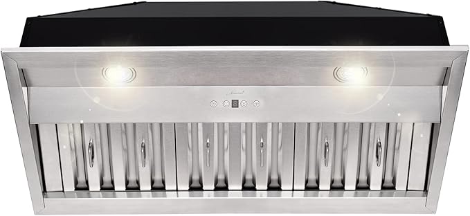 Akicon Range Hood Insert 36 Inch, Ultra Quiet, Powerful Suction Built-in Kitchen Vent Hood, Stainless Steel Ducted Stove Hood with Dimmable LED Lights Warm White, 3-Speeds 600CFM