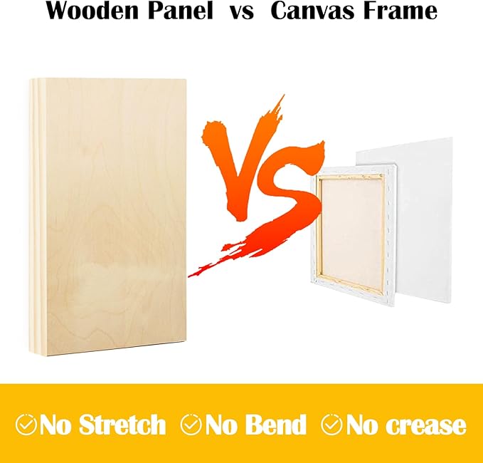 Falling in Art 2 Pack Unfinished Wooden Canvas Panels, 6x12 Gallery Birch Wood Panels Kit, 1 1/2" Deep Art Cradle Boards for Acrylic Painting, Pouring and Burning