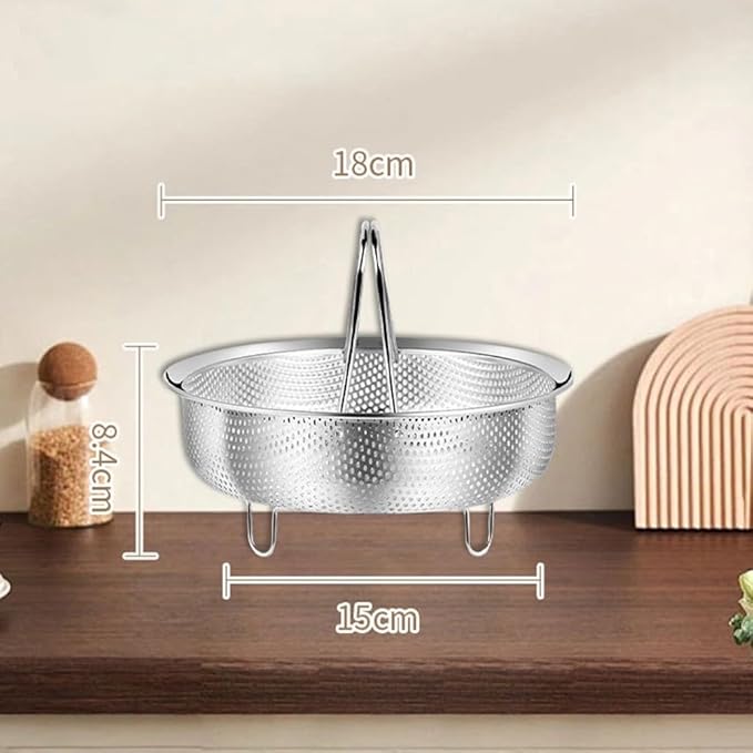 Steamer Basket for Rice Cooker, 304 Stainless Steel Steamer Insert, Separate Rice and Porridge, for Steam Basket Cooking Pots Pressure Cooker, (18cm)