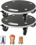 15-Inch Round Wood Platform Dolly with TPR Silent 2" Wheel with 2 Brake +2 Without, 551-lb Load Capacity Heavy Duty Wood Furniture Dolly, Multifunctional Movers Carrier,Plant Dolly, Two Pack