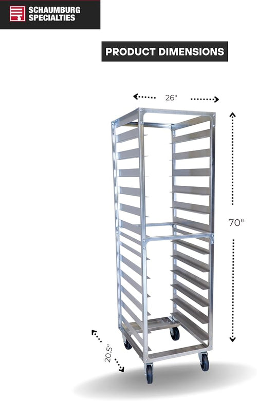 10 Pan 6" Spacing Commercial Aluminium Bun Racks, NSF Listed Heavy Duty Speed Rack for Bakery, Restaurant & Catering, 10 Tier 20.5" x 26" x 70" Speed Rack with Heavy Duty Plate Casters