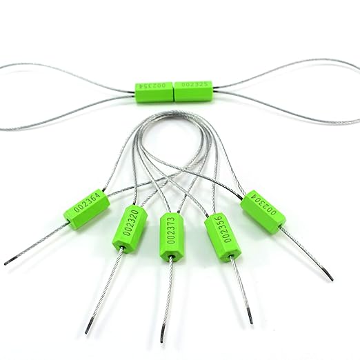 Tamper Proof Security Cable Tags for Truck Trailer Pull-Tite Metal Shipping Seals Numbered Padlock Seals for Container(Pack of 1000 pcs, Green)
