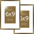 Homeforia 6x9 Picture Frame Bronze, High End Metal 6 x 9 Brass Frames with Mat 4 x 6 for Art, 6x9 Desk Frame Matted to 4x6 inch Photo, 6 by 9 Wall or Tabletop Frame, Tempered Glass, Wall Kit, Set of 2