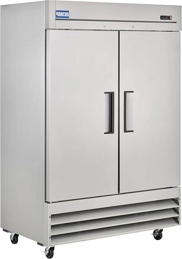 Kratos Commercial Freezer- 2- Solid Door Reach-In, Stainless Steel Exterior, 54" W (67K-005)