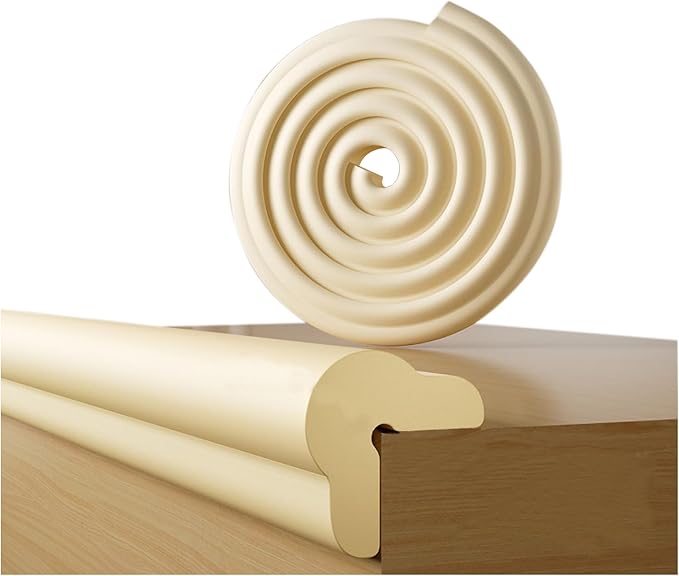 Foam Table Edge and Corner Guards for Baby,(6.5ft Edge 4Corners),Baby Proofing Soft Corner Protectors,Furniture and Tables Child Baby Proof Bumpers, Pre-Taped Corner Cushions (Beige)