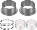 PATIKIL 4 Inch Duct Connector Flange, 2 Pack Galvanized Iron Straight Pipe Flange Dryer Vent Connector with Clamp for Air Heating Cooling Ventilation HVAC System, Silver