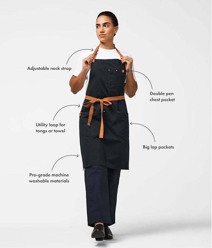 hedley & bennett Essential Apron - Heavy-Duty Denim Kitchen Apron with Pockets & Towel Loop - Professional Chef Workwear for Cooking & Grilling - Abalone