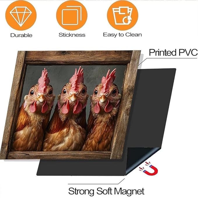Country Rooster Dishwasher Magnet Cover, Farm Hen Dishwasher Cover for Kitchen Decoration, Chicken Magnetic Refrigerator Magnet Cover Funny Fridge Decal, 23"X26"