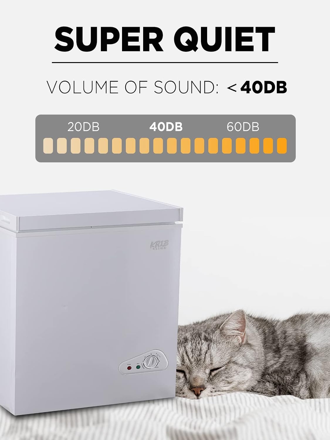 KribBling 5.0 Cu.Ft Chest Freezer with 7 Gears Temperature Control(-16F to -48F), Deep Freezer with a Removable Basket, for House, Kitchen, Garage, Basement, Shop, White, FLG-86Q