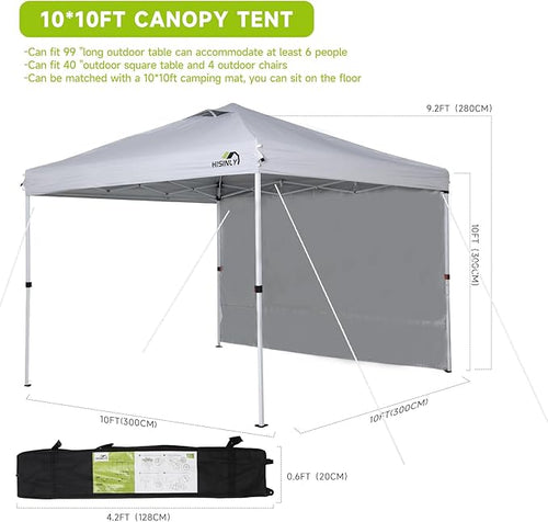 10x10 Pop Up Canopy Tent White Folding Shelter Heavy Duty Waterproof Vented Roof 3 Removable Sidewalls Quick Setup for Outdoor Patio Event Market