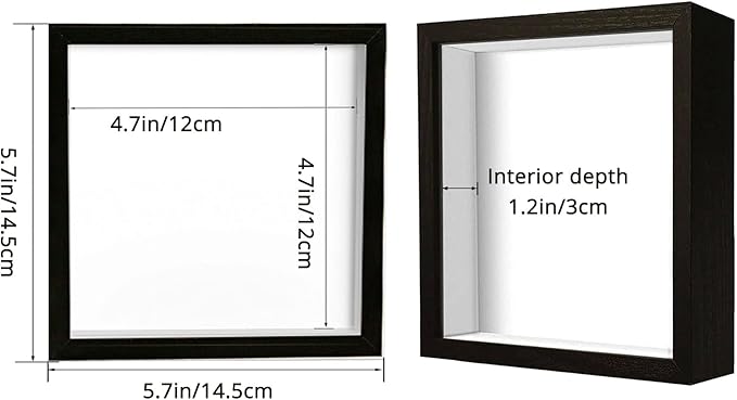 Small Shadow Box Frame 5x5, Wood with Plexiglass, Display Case Box for Memorabilia, Medal, Crafts,Tickets and Photos, Picture Frame for Wall and Tabletop (Black, 5x5)
